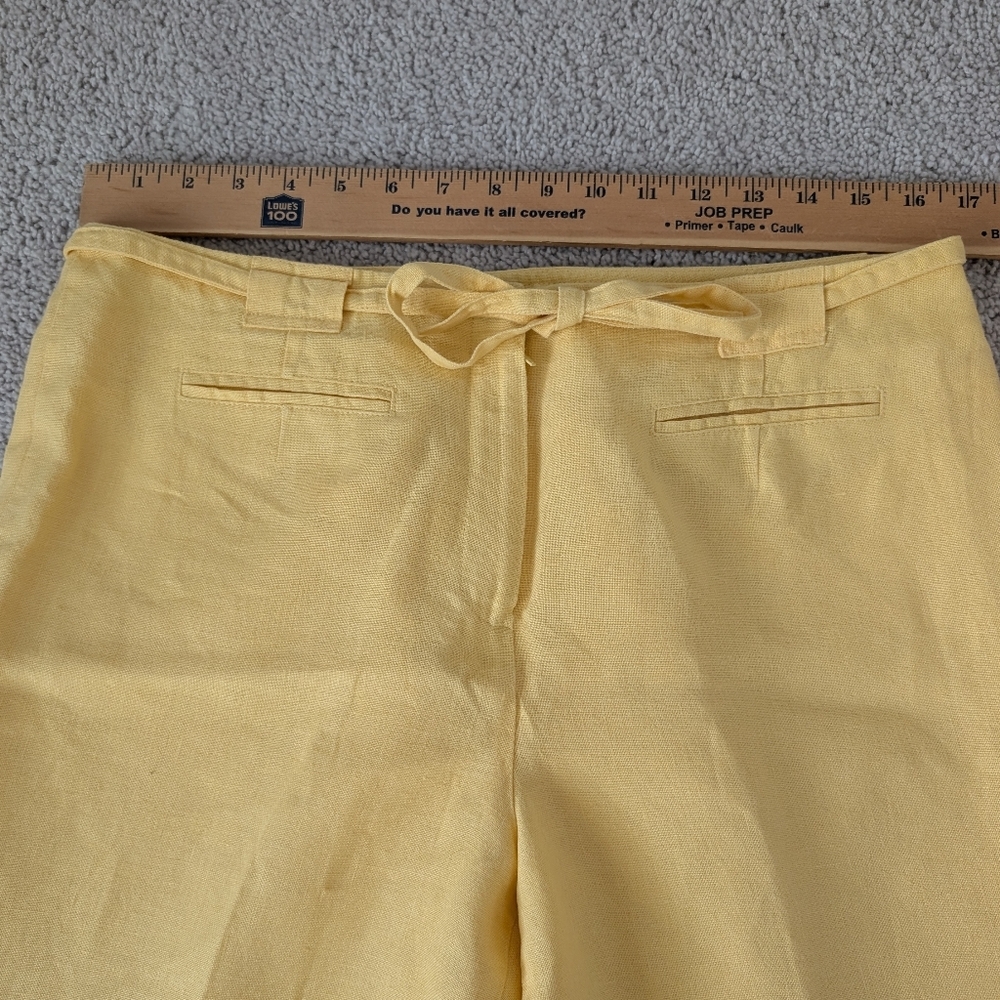VTG Talbots Irish Linen Butter Yellow Minimalist Classic Crop Style Pants 14 - Picture 9 of 13